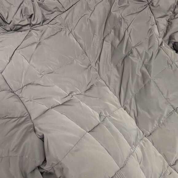 NWT New Cole Haan Long Puffer Zip bib Hooded Down Coat Carbon Grey Large - Picture 6 of 7